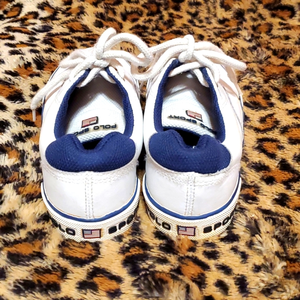 COPY - Polo Sport White Leather Lace Up Sneakers 1.5Y - Picture 4 of 6